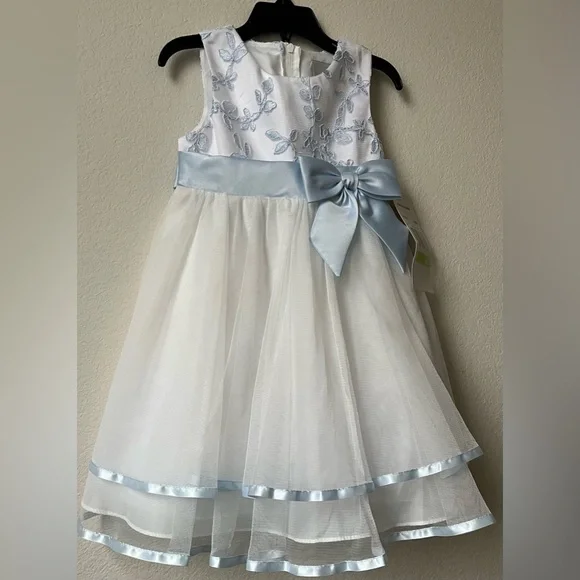 NWT Rare Editions Toddlers Occasion Dress Tulle Lace Combination with Trim/Sash - Picture 8 of 10